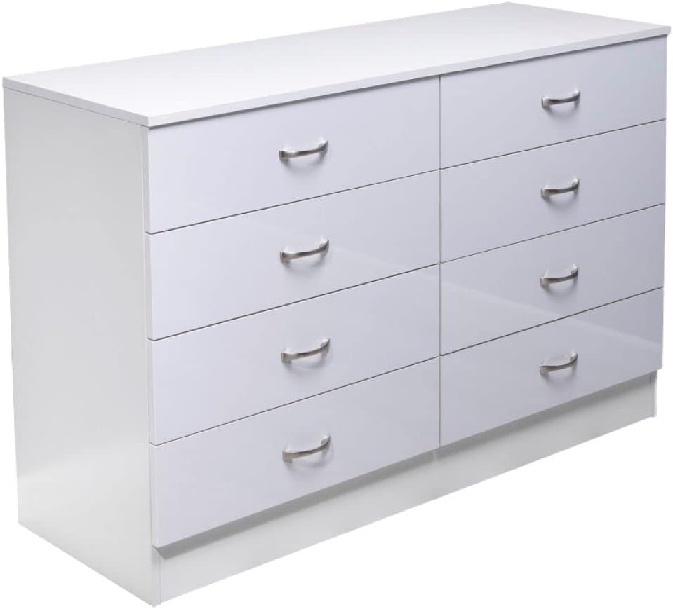 FWStyle Wide Tall 8 Drawer Chest of Drawers Contemporary Bedroom