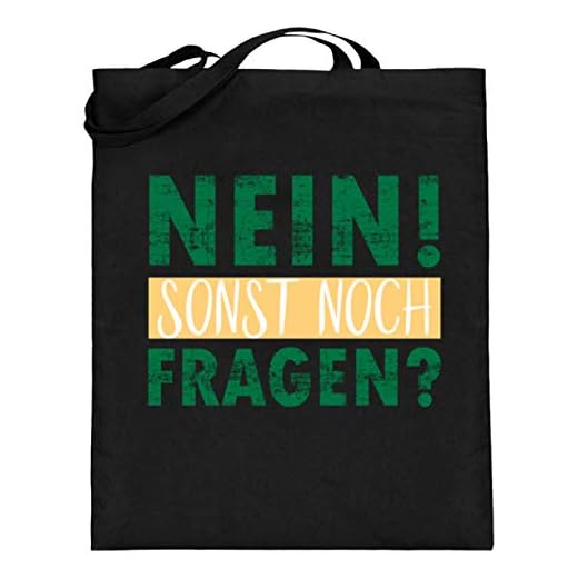 Rolig nej! Annars har du några frågor? Sarkasmus party fest rolig design – juteväska (med långa händer), - svart - 38cm-42cm