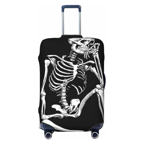 Cartoon Skeleton Sitting Elastic Travel Luggage Covers Dustproof Scratch-Resistant Suitcase Protector Fit 22-24 Inch
