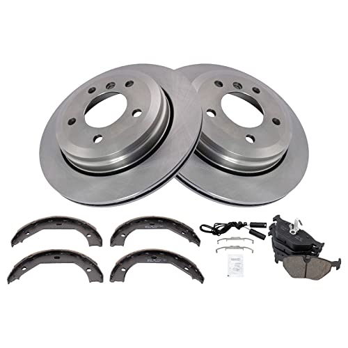 Image of TRQ Rear Brake Pad and Rotor Set Ceramic Compatible with 2001-2005 BMW 325xi
