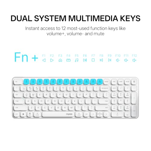 Image of Rapoo 9350S Multi-Device Keyboard and Mouse Combo, 2.4GHz /Bluetooth 5.0 /4.0 Wireless Keyboard & Mouse Set for Windows /Mac /Linux /Chrome, Support 4 Devices, Rechargeable, Silent Click, White