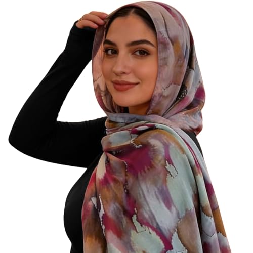 Sinsinfuns Hijab Scarf for Women Fashion Printed Modal Hijab Head Wrap Scarves Lightweight Long Scarf Shawls