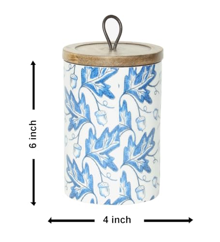 Image of Ireka Home Bloom Mango Wood Cansiter | Wooden Kitchen Storage Canister | Multipurpose Container for Tea Coffee Sugar Dry Fruits