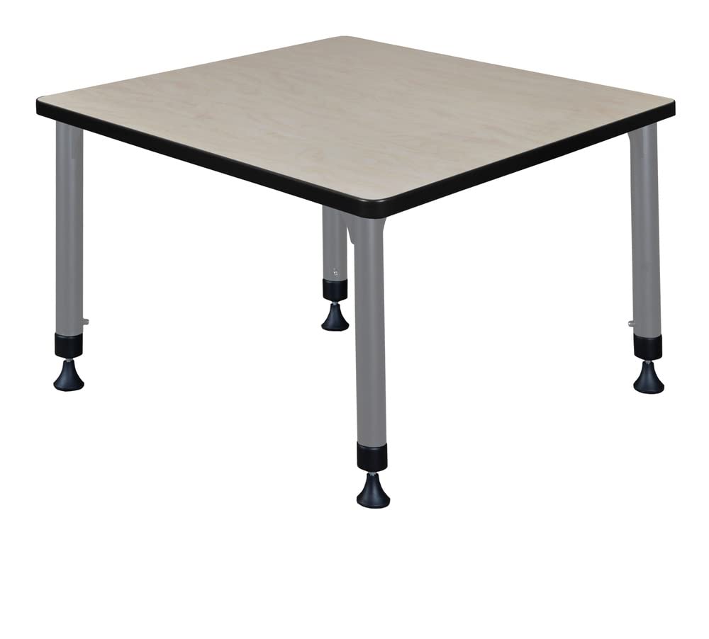 Romig Kee Square Grey Classroom Activity Tables Height Adjustable, 36 x 36, Maple