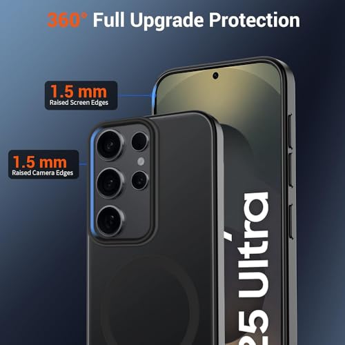 Image of SIZUKA Samsung S25 Ultra Magsafe Hard Back Case | Matte Design & 360 Protection | Military-Grade Samsung S25 Ultra Cover | Strong Magnet Back - Black