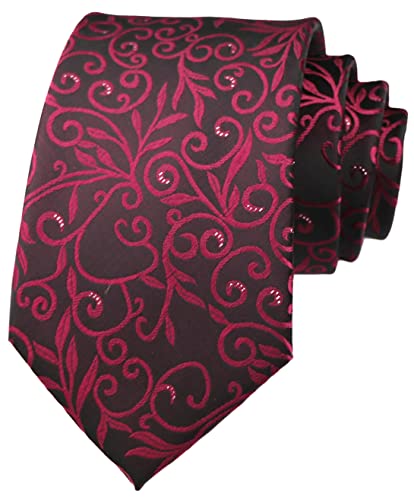 Mens Silk Wine Red Tie Summer Cool Gentleman Party Jacquard Self Cravat Neckties