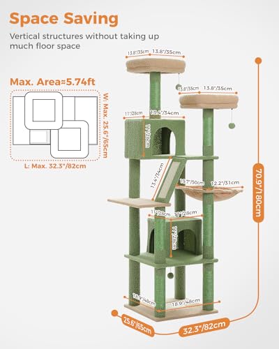 Arbre à chat grande taille de 180cm pour calmer les besoins de griffades du chat - 7