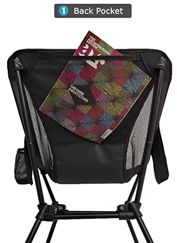 Anyoker Camping Chair, 2 Way Compact Backpacking Chair, Portable Folding Chair, Beach Chair With Side Pocket, Lightweight Hiking Chair Low Back Chair 0177 (Coffee) #TOP1
