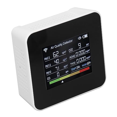 Air Quality Monitor, Indoor Air Quality Monitor with Digital Display CO2 HCHO TVOC PM2.5 CO Tester for Home Use, Indoor Air Quality Meters