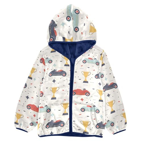 CHIFIGNO Shark Vintage Hooded Jacket with Hood Kids Fleece Jacket for Fall Winter Toddler Boy Zip up Hoodie 3-10Y