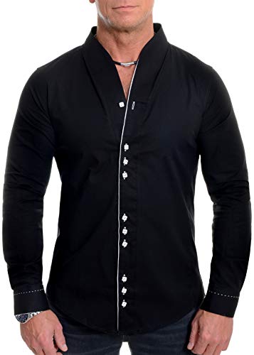 D&R Fashion Hombres la Moda con los puños Doble Banda Abuelo del Collar y la tubería Contraste