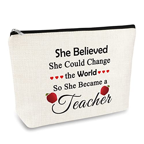 Teacher Appreciation Gift Cosmetic Bag Pouch for Women Future Teacher Inspirational Gift Makeup Bag Thank You Gift for Teacher Christmas Thanksgiving Teachers Week Gift for Math Music Grammar Teacher