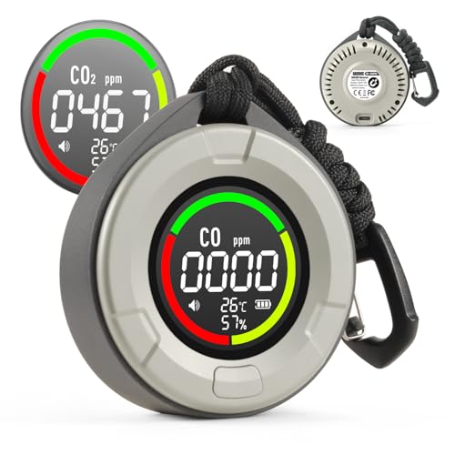 GasDoc DS-100PRO Portable CO & CO2 Detector for Travel, 4-in-1 Magnetic Carbon Monoxide and Carbon Dioxide Detector, Audible & Visual Alarm, 3-Day Standby, CO & CO2 Monitor for Home, Tent, RV