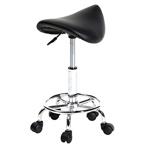 Tabouret Ergonomique à Roulettes, Tabouret de Massage Rotation à 360°Hauteur Réglable 51-65 cm, pour Salon de Massage, Bureau, Clinique Cover
