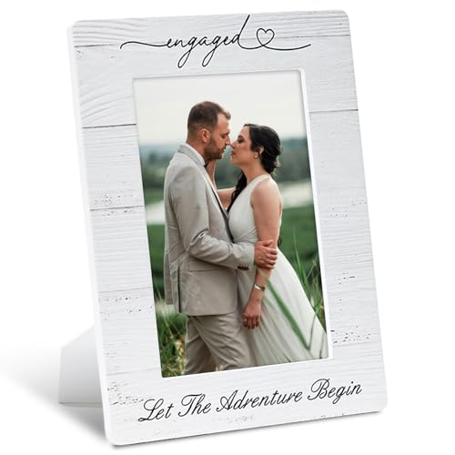 HEYTUYA Engagement Picture Frame For 4x6 Photos Engagement Gifts for Couples Newly Engaged Engagement Photo Frame Couple Engaged Picture Frame for Tabletop and Wall Decor Vertically