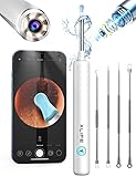 Xlife Ear Wax Removal, 1440P Ear Cleaner with Camera, Ear Wax Removal Kit with Lights, Ear Wax Removal Tool for iPhone iPad & Android Phones,Ear Cleaning Kit with 4 Pack Blackhead Remover Kit (White)
