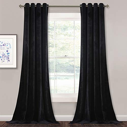 StangH Velvet Thermal Curtains Black - Heavy Velvet Textured Blackout Drapes for Basement