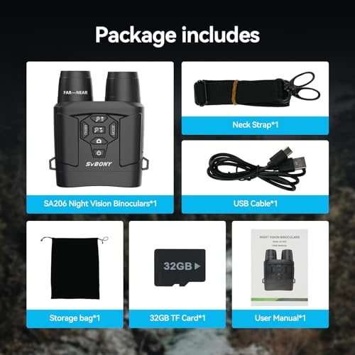 Svbony SA206 4K Night Vision Goggles, 8X Digital Zoom Night Vision Binoculars, 5000mAh Rechargeable Battery 3'' Large Screen Night Vision Scope, 32GB Card for Darkness Watching Wildlife and Hunting - Image 7