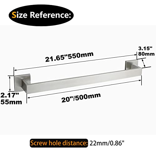 Towel Bar For Bathroom Brushed Nickel, 20Inch Towel Rack Wall Mounted, Thicken Square Bath Towel Holder Rod Sus304 Stainless Steel, Heavy Duty Dish Cloths Hanger For Bathroom, Kitchen #TOP5