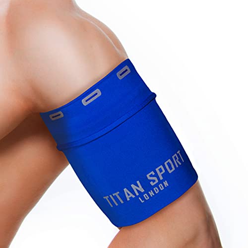TITAN SPORT Handyarmband Universal Halter Sleeve, Laufen/Joggen/Fitnessstudio/Sport Übung Armtasche für Erwachsene Frauen & Männer, iPhone SE/X/7/8/11/12 (Blau, XLarge) Cover