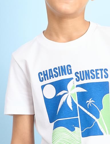 Image of Amazon Brand - Symbol Boys 100% Cotton Graphic Printed Half Sleeves T-Shirt | Age 6-14 Years