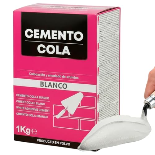 CABLEPELADO – Cemento Cola Blanco en Polvo para Azulejos – Preparado de Cemento para Encolado y Fijación – Uso Interior y Exterior – Alta Adherencia para Suelos y Paredes – Formato 1 kg – Color Blanco