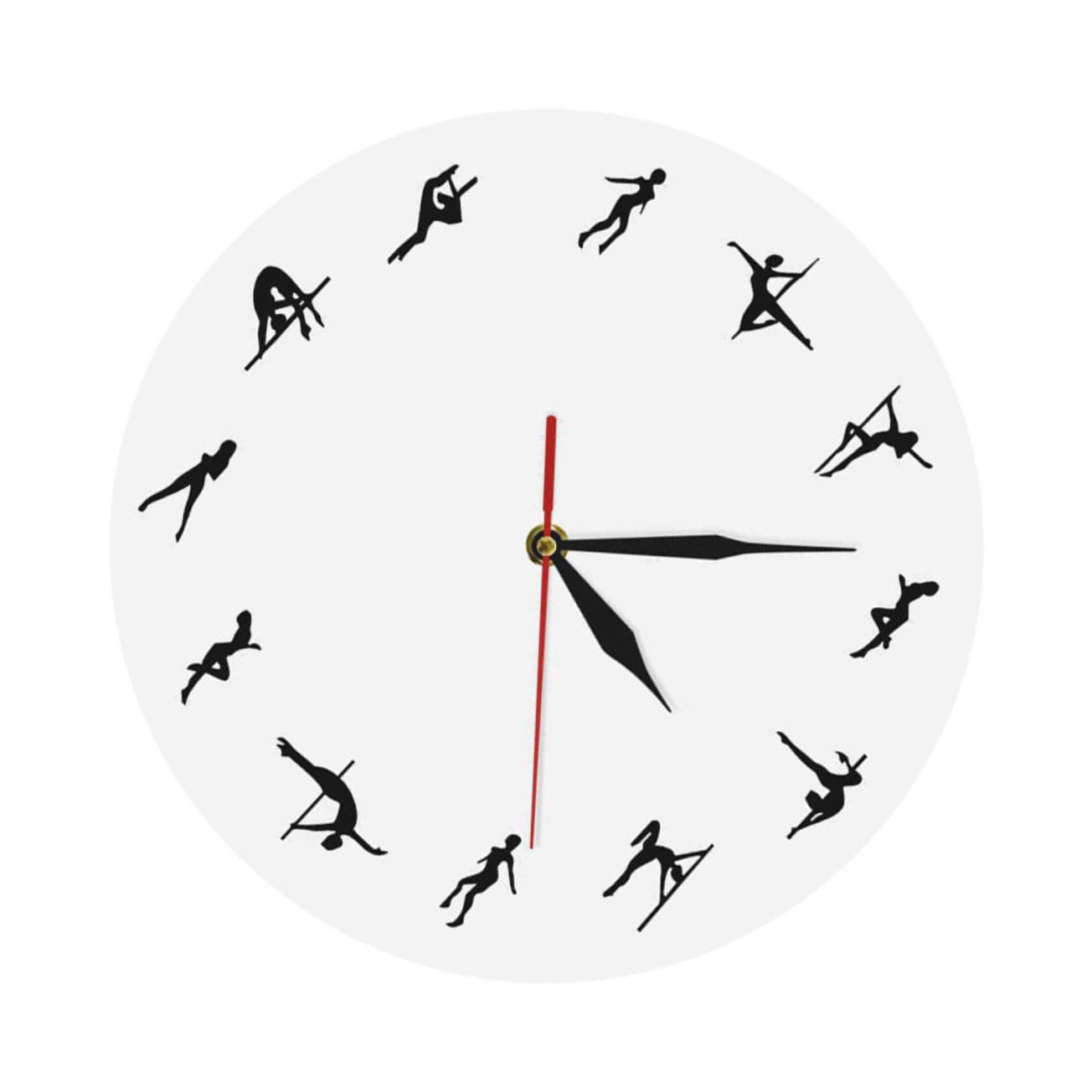 ULTECHNOVO Wanduhr mit Pole Dance Figur aus Acryl, Leise Zeiger, Weiß