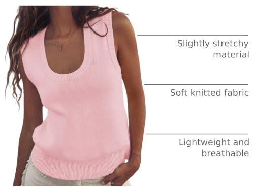 Image of Saodimallsu Women's Ribbed Knit Sweater Vest | Fashion U Neck,Pullover, Boho,Casual Knit,Beach Vacation Outfits