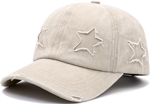 YeeHeen Vintage Washed Distressed Baseball Cap for Women Men Adjustable Sports Hat Beige