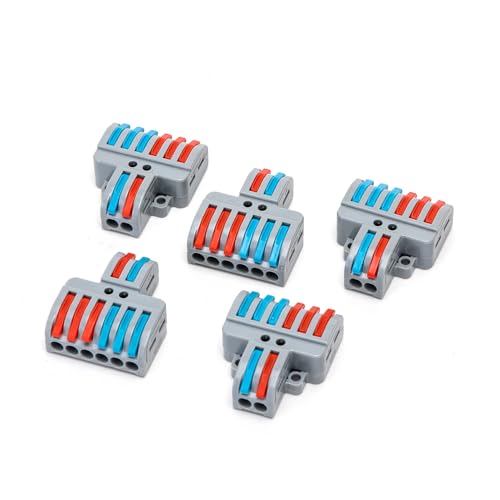 Bloques de terminales 2 entradas 6 salidas (5 uds.) para conexión eléctrica y distribución de señales.