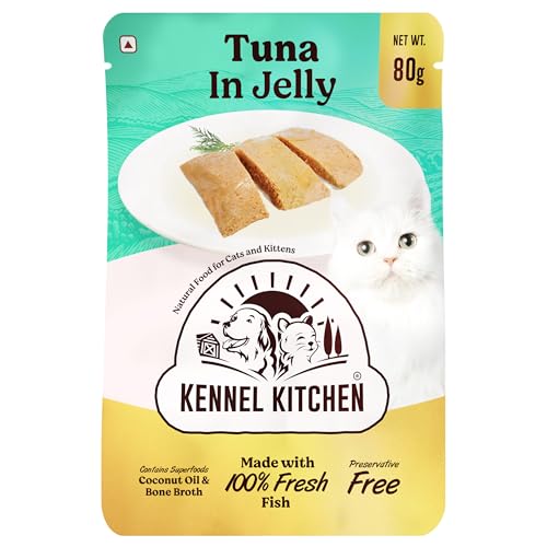 Kennel Kitchen Tuna in Jelly,12 x 80g Each. Grain Free Wet Cat Food for Adults and Kittens,