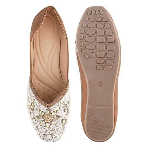 Image of SilverArrow Alluring Emboidery with Stone Jutti Comfortable Flat Fancy Bellies for Womens and Girls