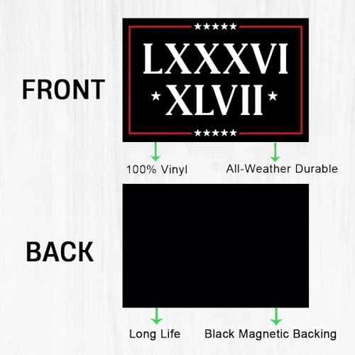 Image of 2 Pack 86 47 Car Magnet - Roman Numerals LXXXVI XLVII Car Magnets Auto Truck Fridge Magnetic Decal Bumper Magnet