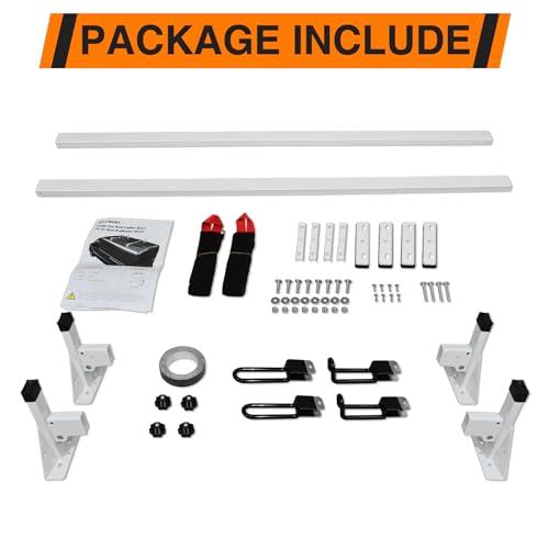 Image of Steel Cargo Van Roof Ladder Rack Fit for RAM ProMaster 2013-2026 White 2 Bars
