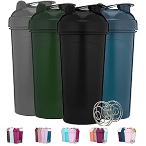 GOMOYO [4 Pack] 28 oz Shaker Bottle | Protein Shaker Bottle 4-Pack with Mixing Agitators | Shaker Bottle for Protein Mixes Pack is BPA Free and Dishwasher Safe (Black & White)