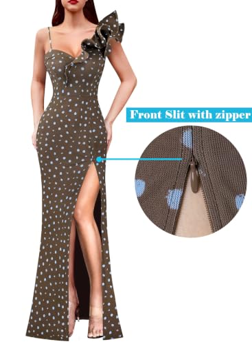 Image of VFSHOW Womens Ruffle One Shoulder Formal Prom Gala Maxi Dress Evening Gown