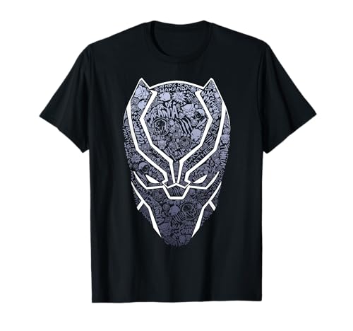 Marvel Black Panther Mask Build Up Fill T-Shirt