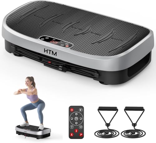 HTM Curved Vibration Plate Exercise Machine, Whole Body Shake Plate with 150W Motor & Resistance Band, 400lbs Weight Capacity, 120 Speeds, Low Noise Vibration Board for Weight Loss, Home Fitness - image 1