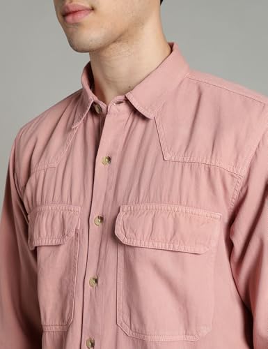 Image of INKD Men's Shacket Shirt - 100% Cotton | Relaxed Fit | Colored Denim Shirt for Men | Full Sleeve | Soft & Comfortable | Overshirt | Premium Buttons