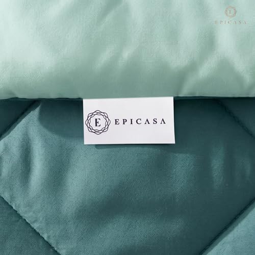Image of Epicasa Reversible Comforter | 200 GSM Thermal Bonded Fill | 110 GSM Micro Peach Fabric | All Season AC Quilt | Diamond Quilted | Lightweight Duvet Blanket for Home Bedroom | Green & Mint