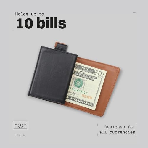 Image of The Frenchie Co. - Speed Wallet Mini - Ultra-Slim RFID Card Holder - Quick-Access Pull Tab for Fast Access - Full-Grain Italian Leather Minimalist Front Pocket Wallet
