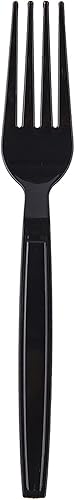 Miniatura 7 de Tenedores desechables empaquetados individualmente, color negro, 7 pulgadas, tenedores comerciales para llevar, una caja de 100 tenedores envueltos