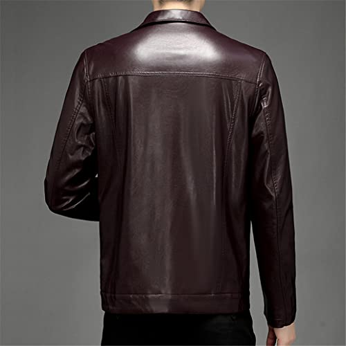 Blouson en cuir synthétique café à col revers - Style mode homme XL