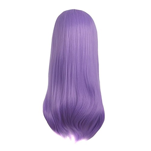 Image of MapofBeauty 24 Inch Long Side Bangs Wavy Curly Party Wig, Light Purple | 60 cm Cosplay Wig