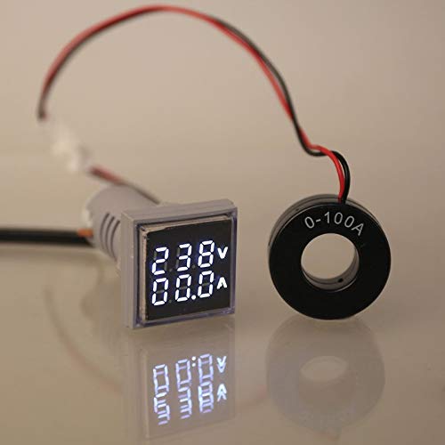 22mm Current Meter Amp & Voltmeter, POWERTOOL 0-100A AC50-500V Digital Display Current Ammeter AD101-22AMS(Pack of 1, Square - Red) - Image 3