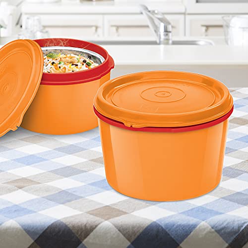 Image of MILTON Microwow Stainless Steel Lunch Container, 500 ml, Orange
