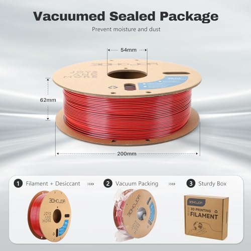 Image of 3DHoJor Silk PLA Filament 1.75mm Black Red Gold Triple Color PLA 3D Printer Filament 3 in 1 Coextrusion 1KG Spool(2.2lbs) 3D Printing Filament Dimensional Accuracy + /- 0.03mm