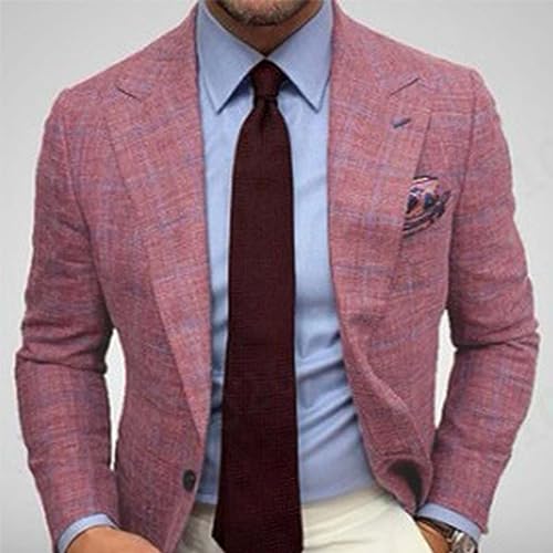 Zeiyignr Mens Plaid Blazer Sports Coat Casual Slim Fit Notched Lapel Checkered Suit Jacket for Men Wedding Party Banquet Prom2