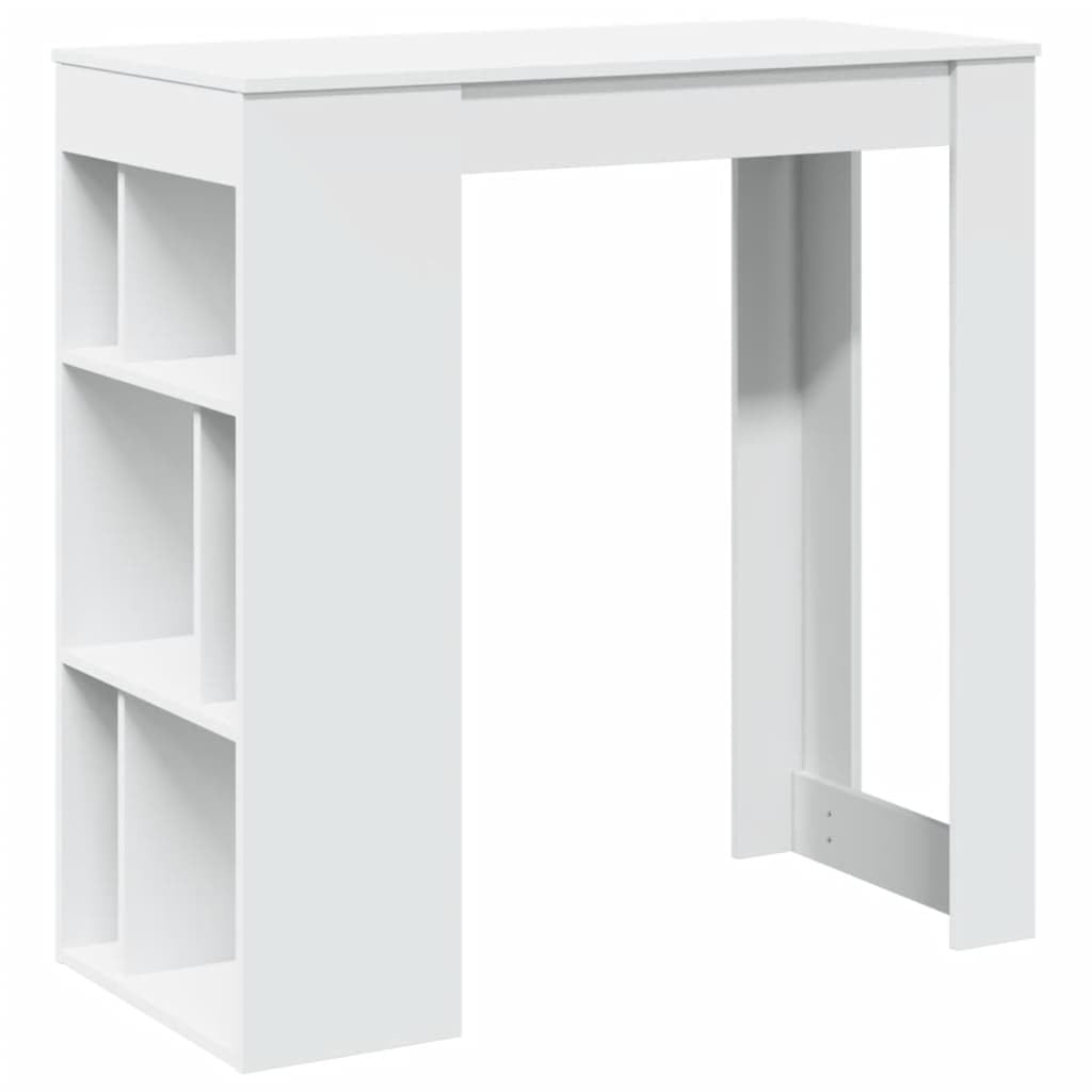 Table de bar avec étagère blanche pour ranger et manger dans la cuisine