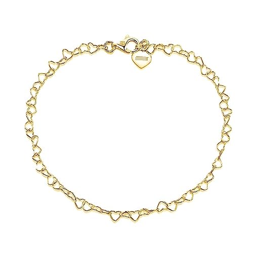 Tobillera de oro blanco de 18K KnSam con cadena de corazón hueco elegante de 25 cm para mujer